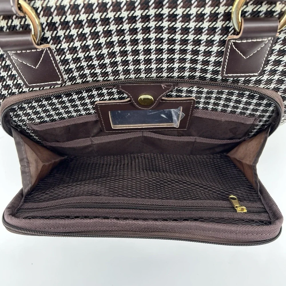 Towne London Fog Travel Duffel Bag Houndstooth Carry On Weekender Cabin Bag NWOT